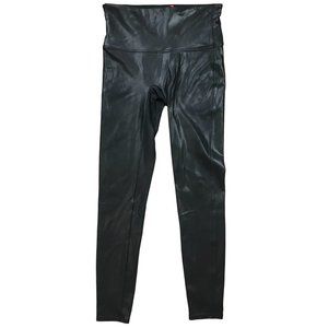 Spanx Women's Faux Leather Leggings Size Large High Waist Black Style‎ 2437